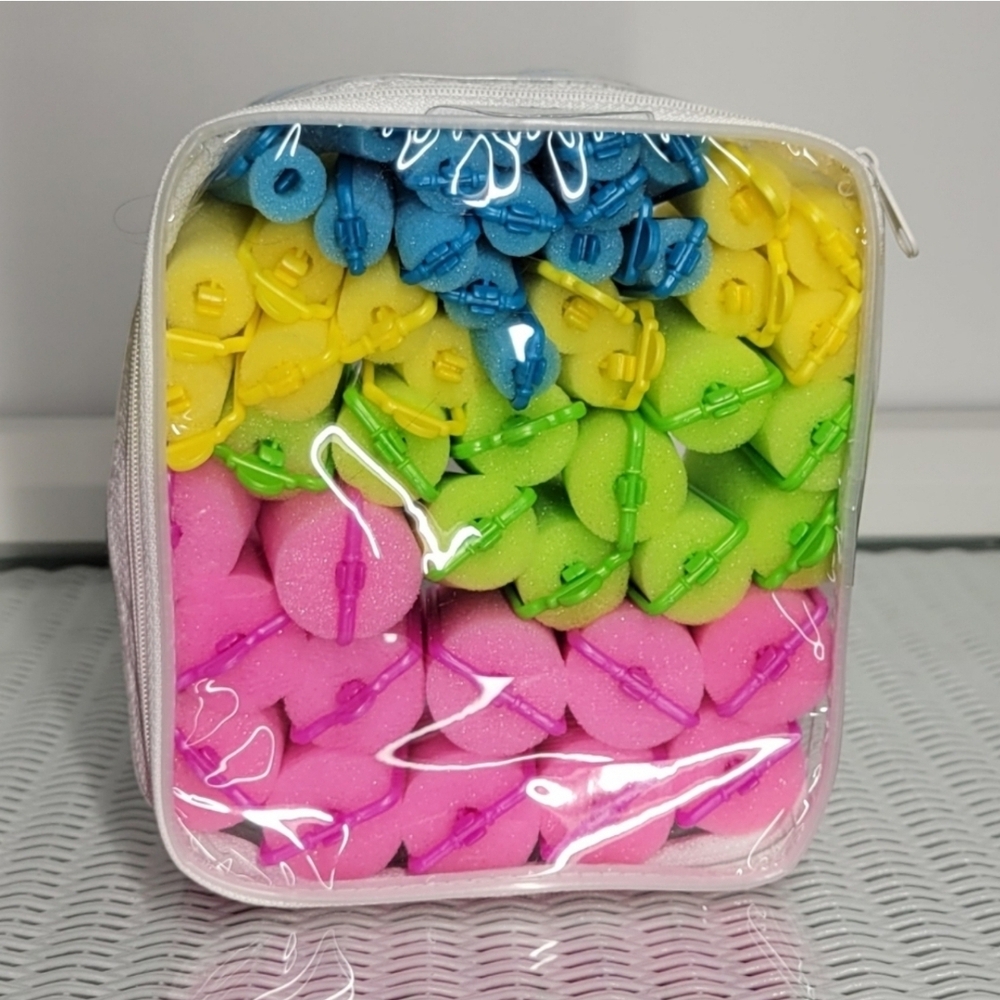 Vibrant Colorful Foam Hair Rollers in Pouch